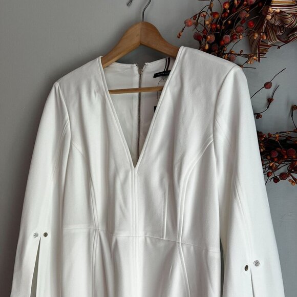 Tommy Hilfiger Women's Slit Sleeve Sheath Knee Length Dress Size 8 Off White - Picture 3 of 11